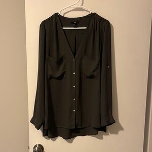 H&M Black V-Neck Blouse